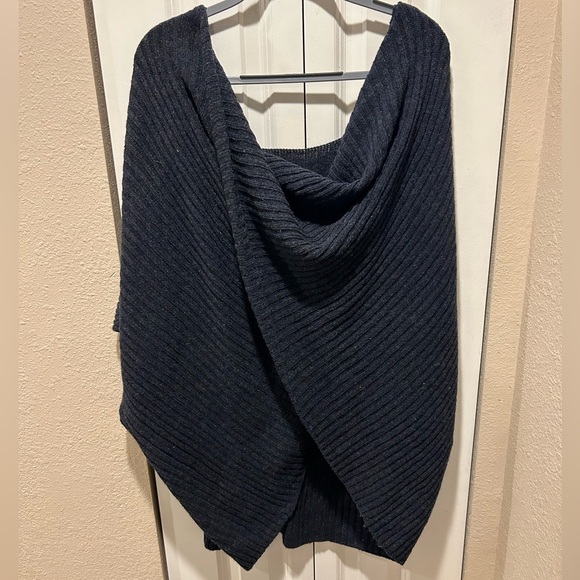 Anthropologie Wool blend Knit Ribbed Poncho Shawl Cardigan , one size - Picture 6 of 6